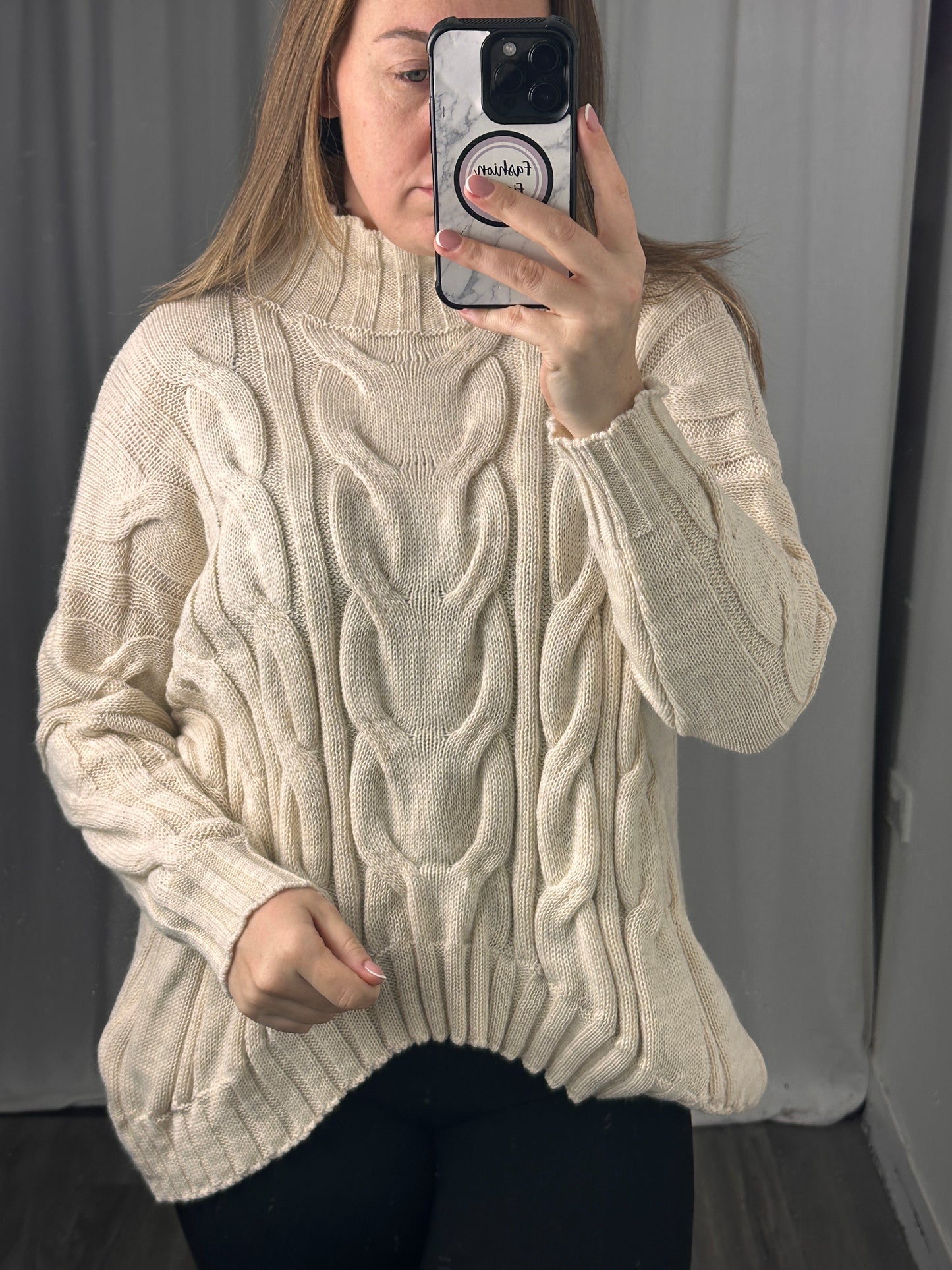 1986 - Chunky Knit High Neck Long Sleeve Jumper - Longer at the back