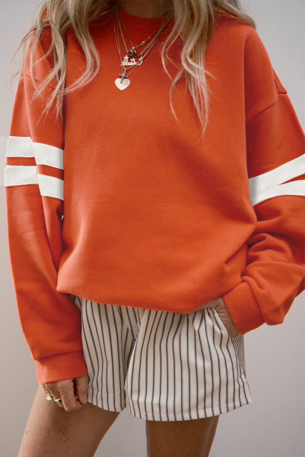 Black Varsity Striped Detail Drop Shoulder Oversized Sweatshirt