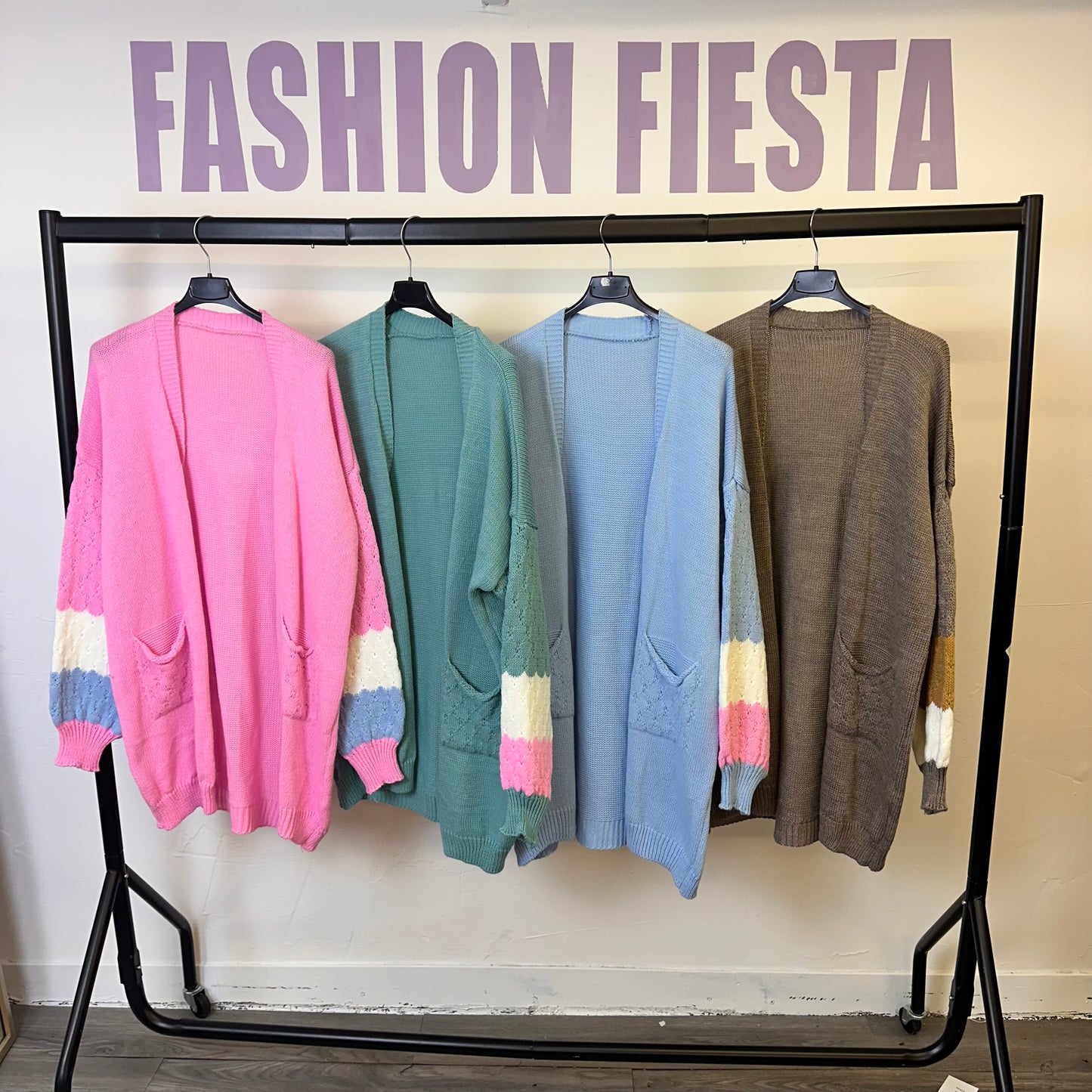 1831 - Stripe Sleeve Knit Cardigan