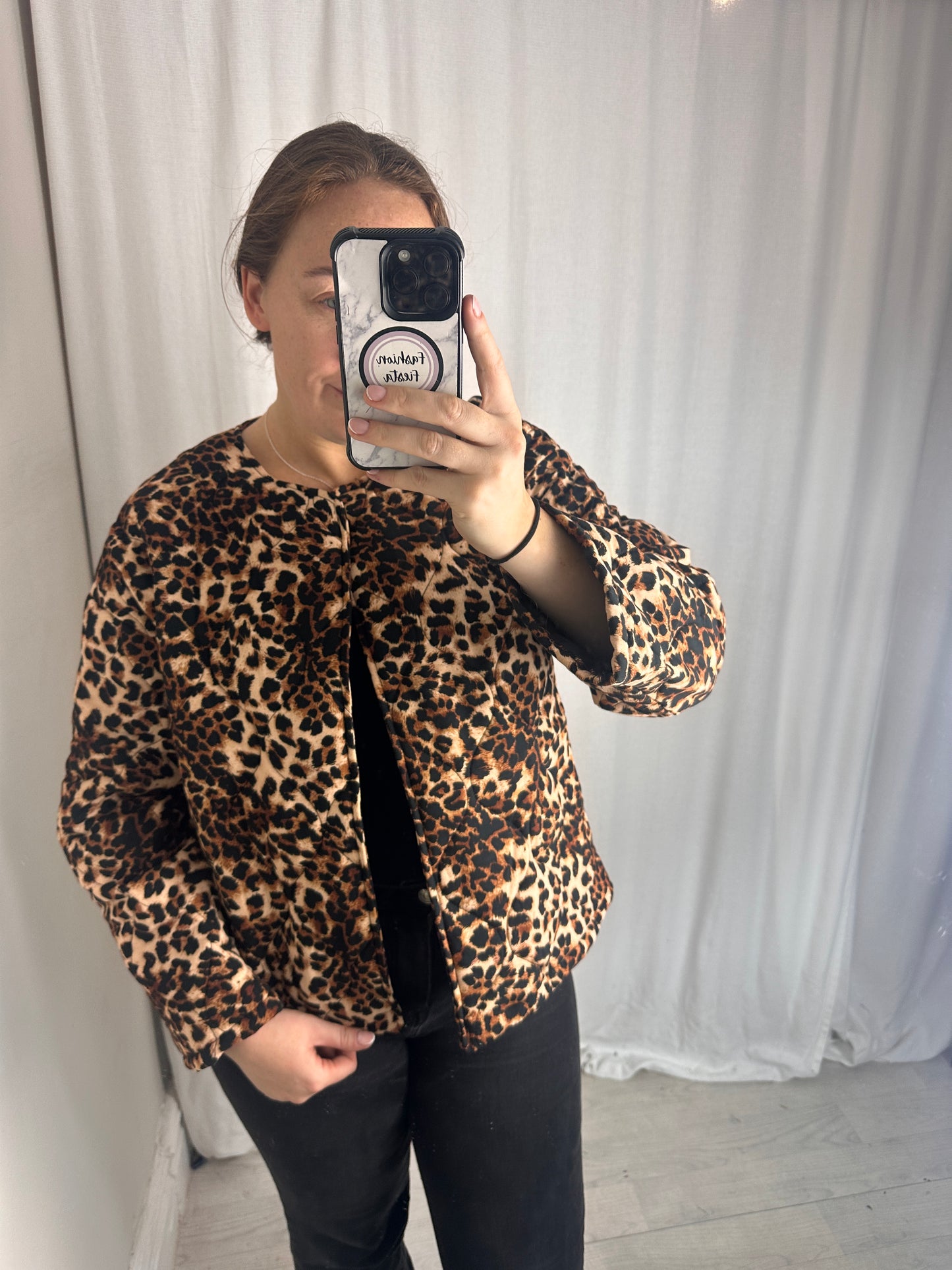 1993 - Leopard Print Padded Jacket with Pockets