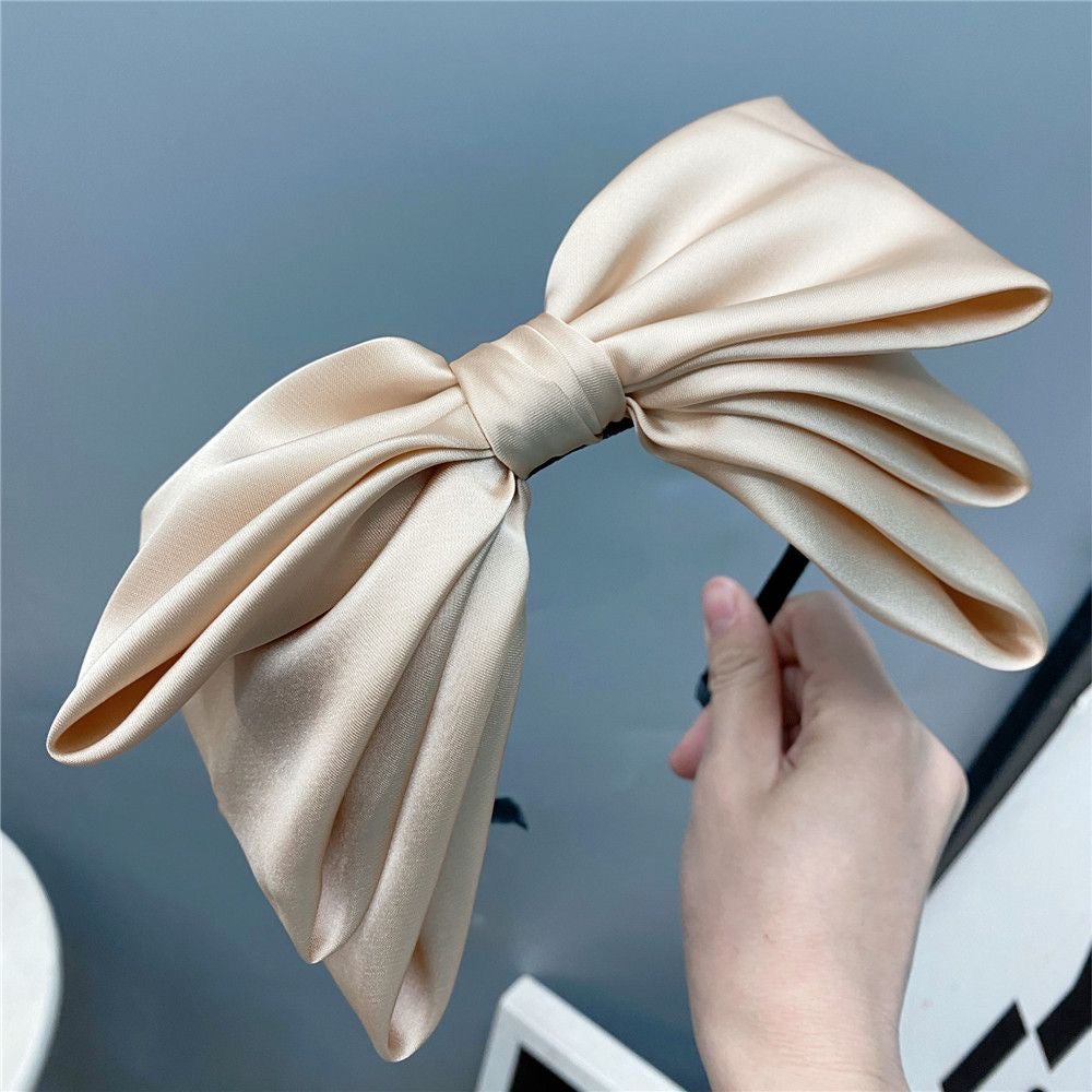 A014 -LARGE 3 LAYER SATIN BOW HEADBAND