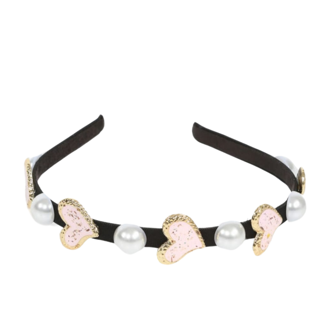 A046 - Hearts & Pearls Trim Hair Band