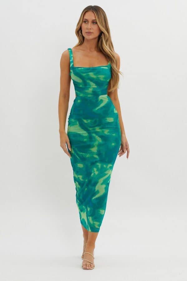 1604 - Backless Midi Split Dress