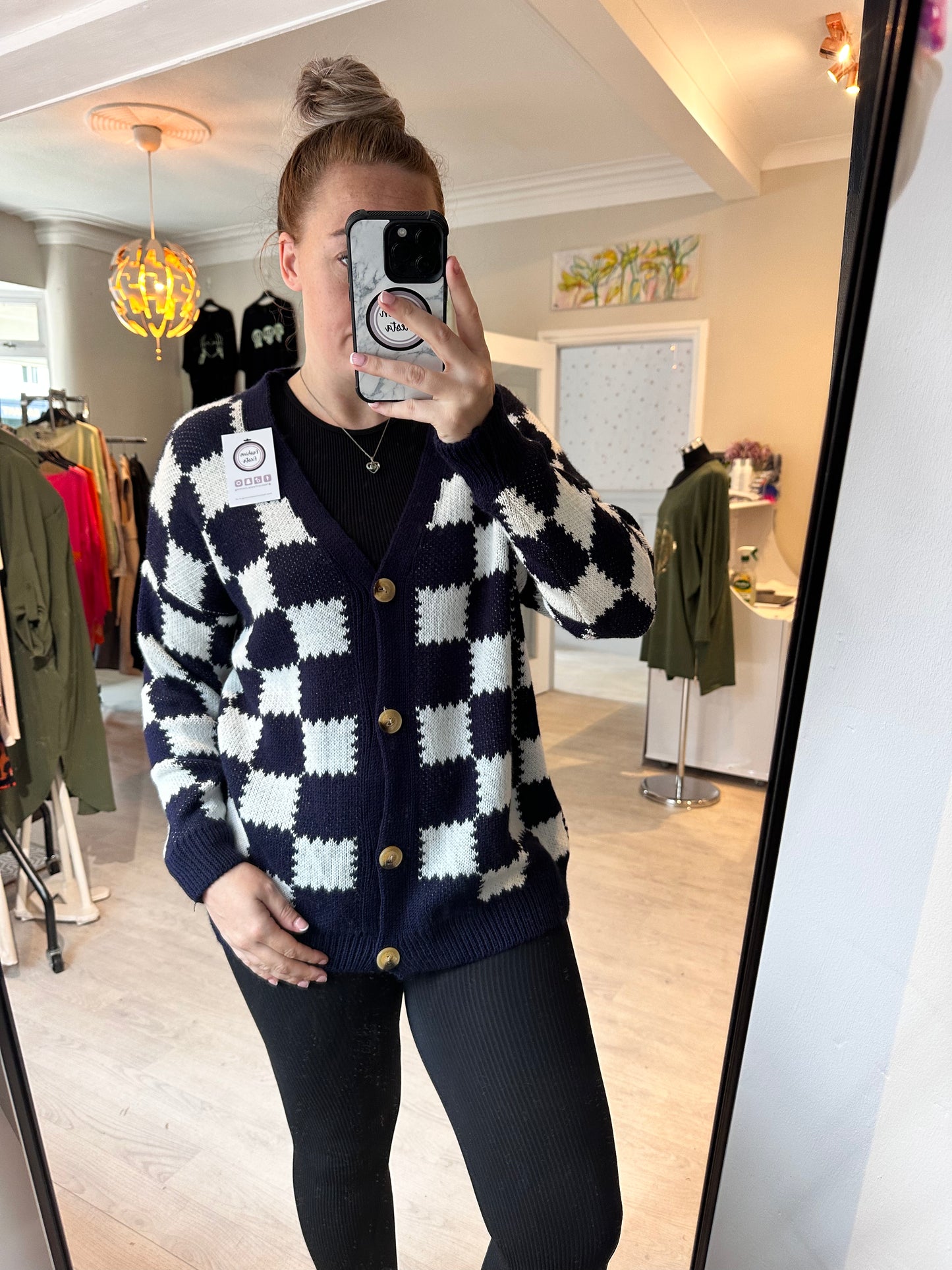 1377 - CHECKED BUTTON CARDIGAN