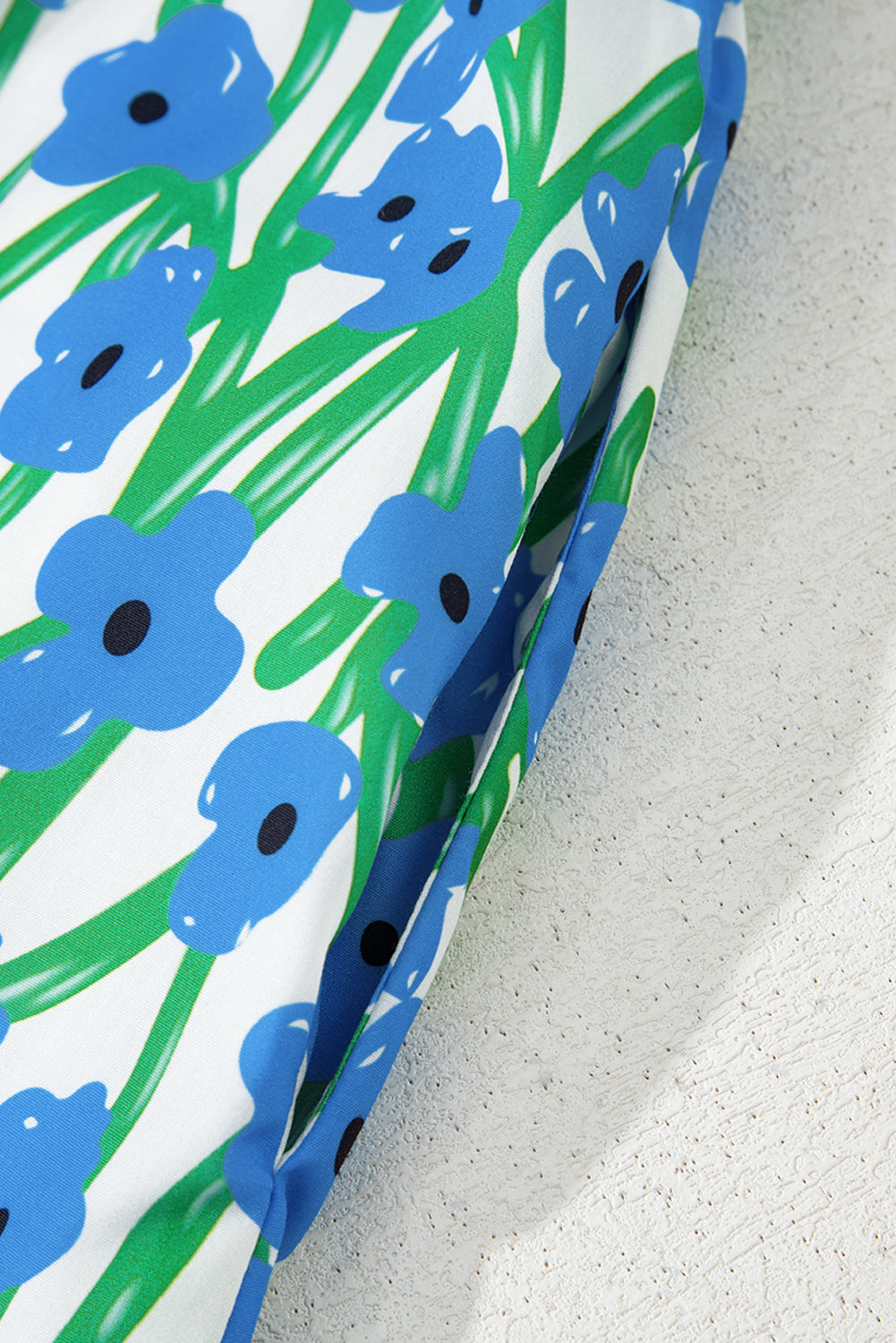 Blue Floral Print Square Neck Ruffled Strap Maxi Dress