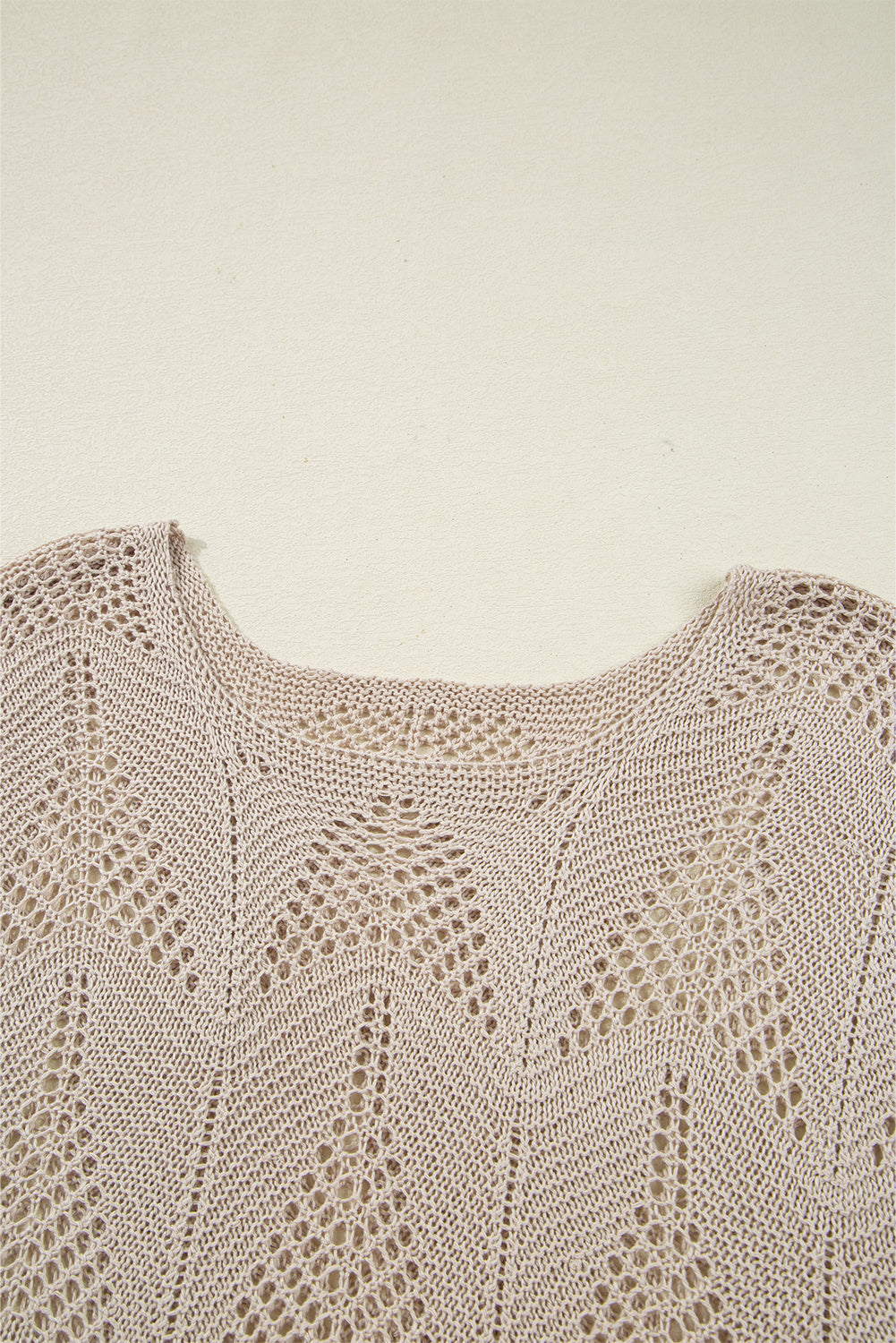 Seagrass Hollow Out Knit 7/8 Sleeve Casual Sweater