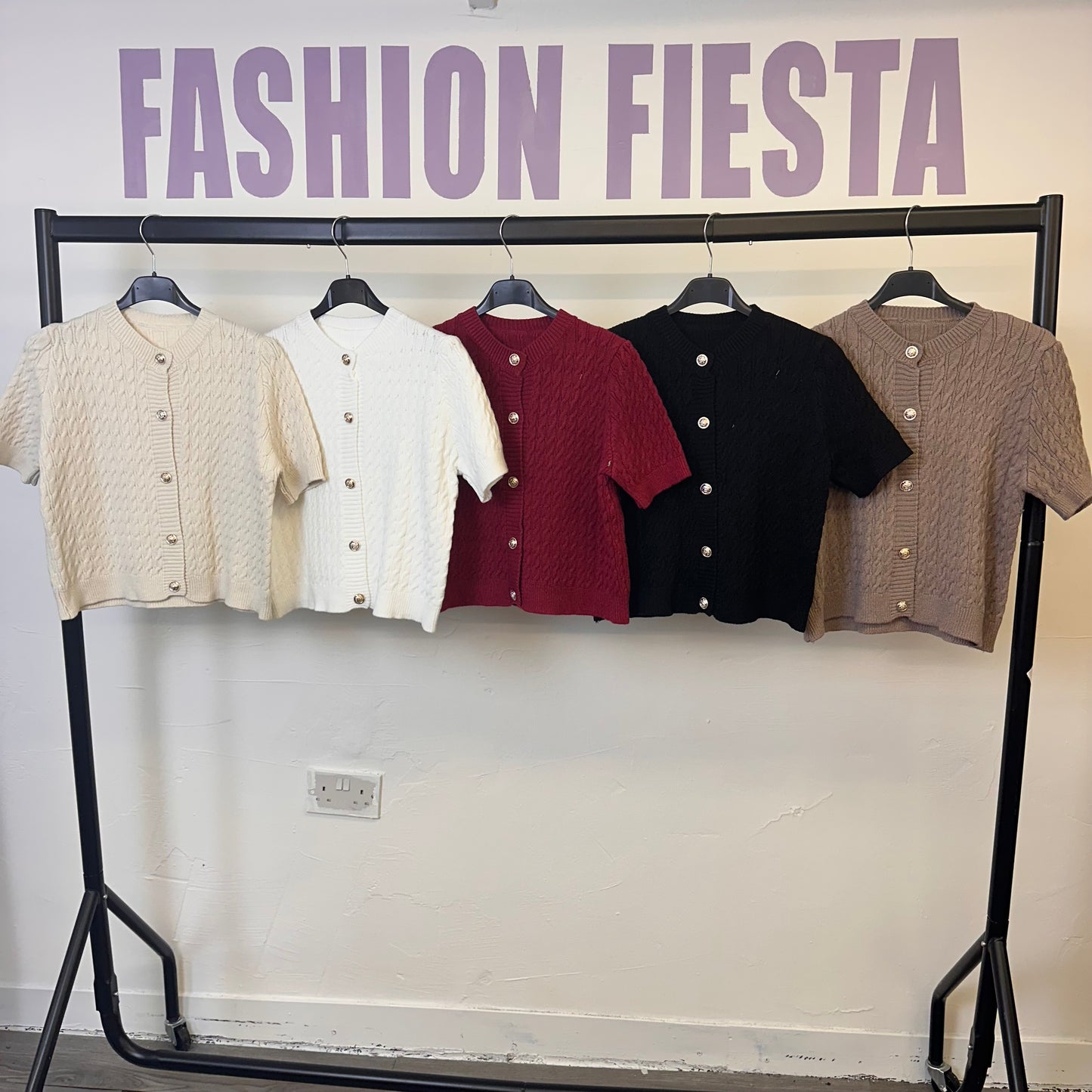 1844 - Gold Button Short Sleeve Cardigan