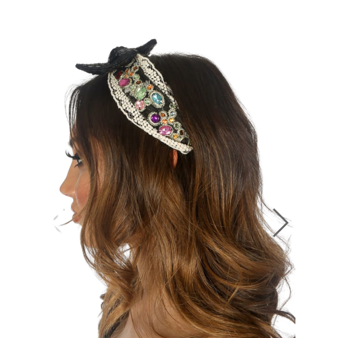 A045 - Embellished Bow Knit Headband