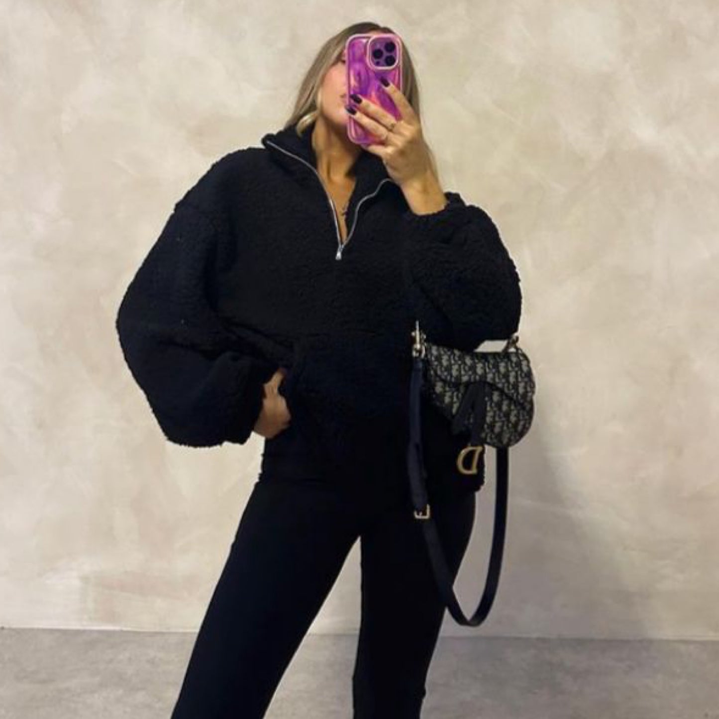 1506 - 3/4 ZIP TEDDY FLEECE JUMPER