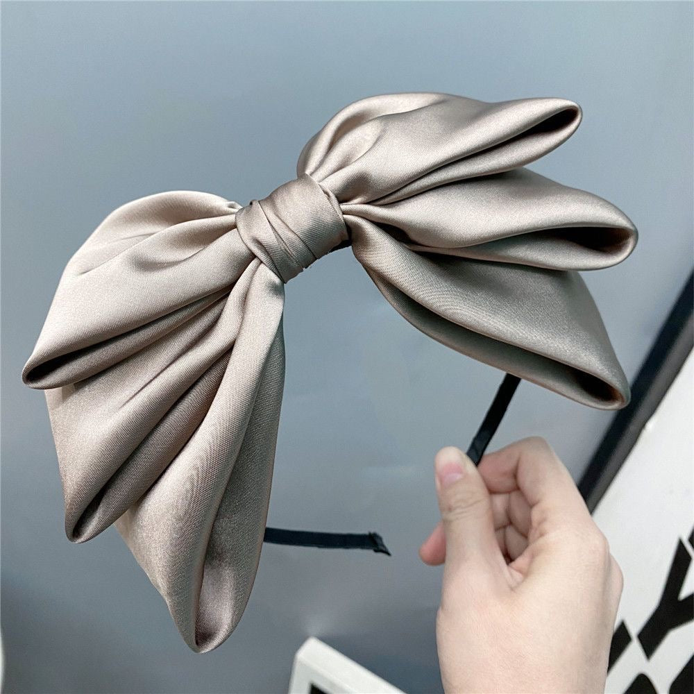 A014 -LARGE 3 LAYER SATIN BOW HEADBAND