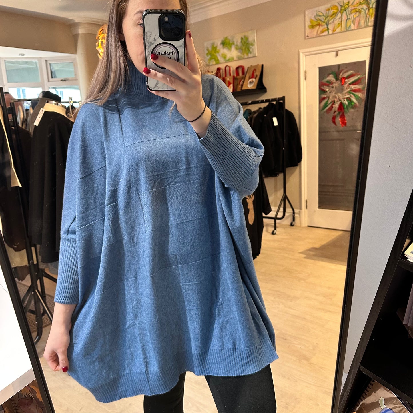 1460 - HIGH NECK RIBBED SLEEVE PATTERN JUMPER