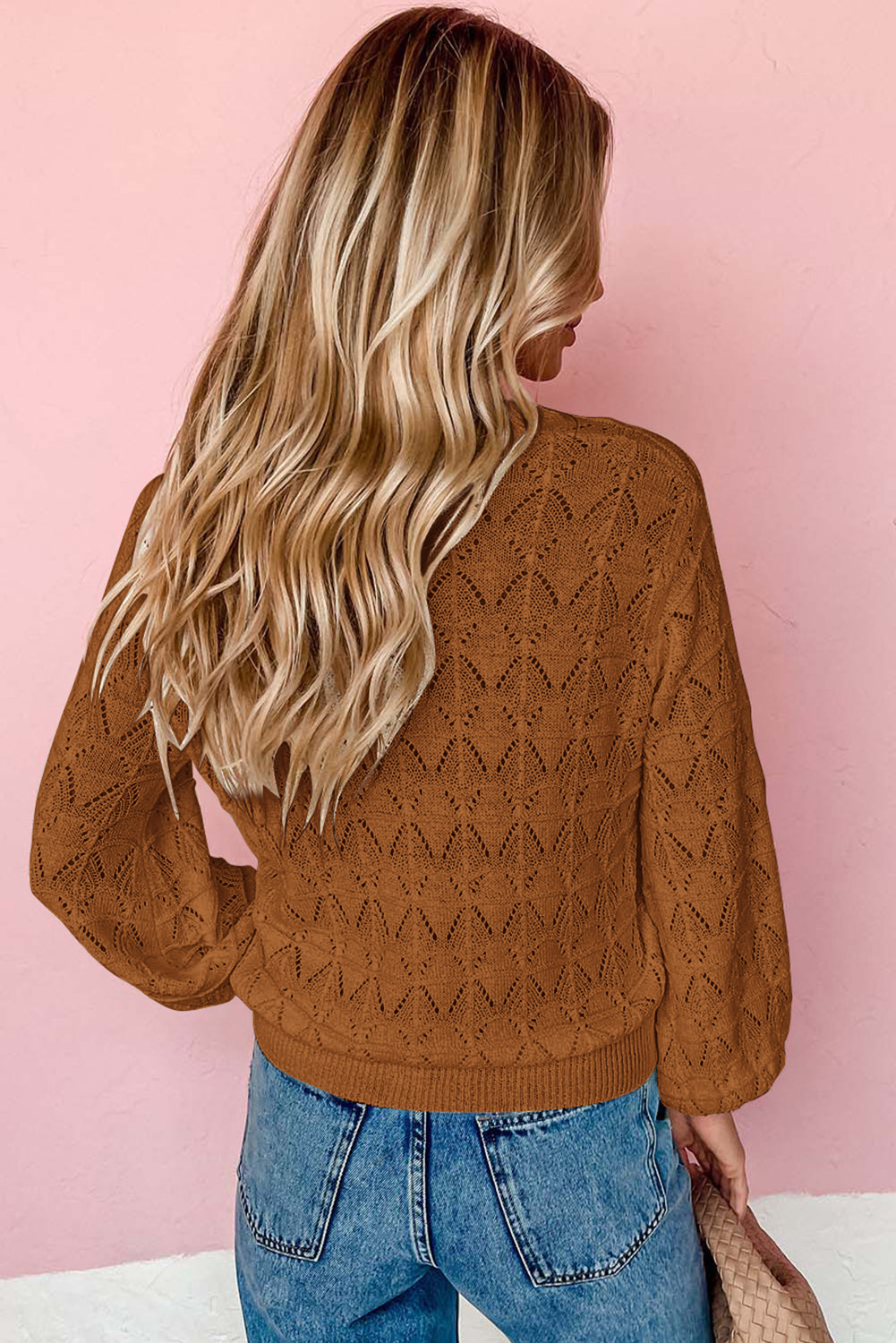 Rose Lightweight Buttoned Front Crochet Cardigan