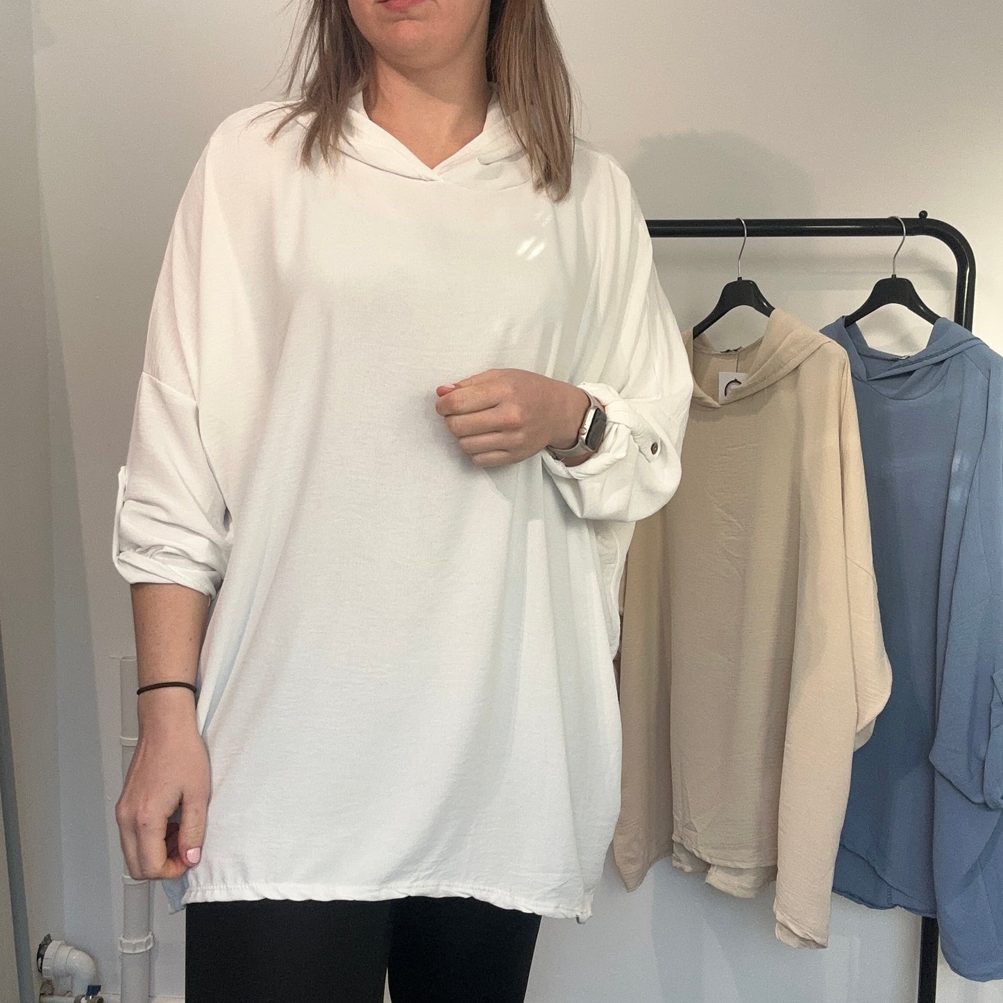1531 - HOODED 3/4 SLEEVE LIGHTWEIGHT JUMPER
