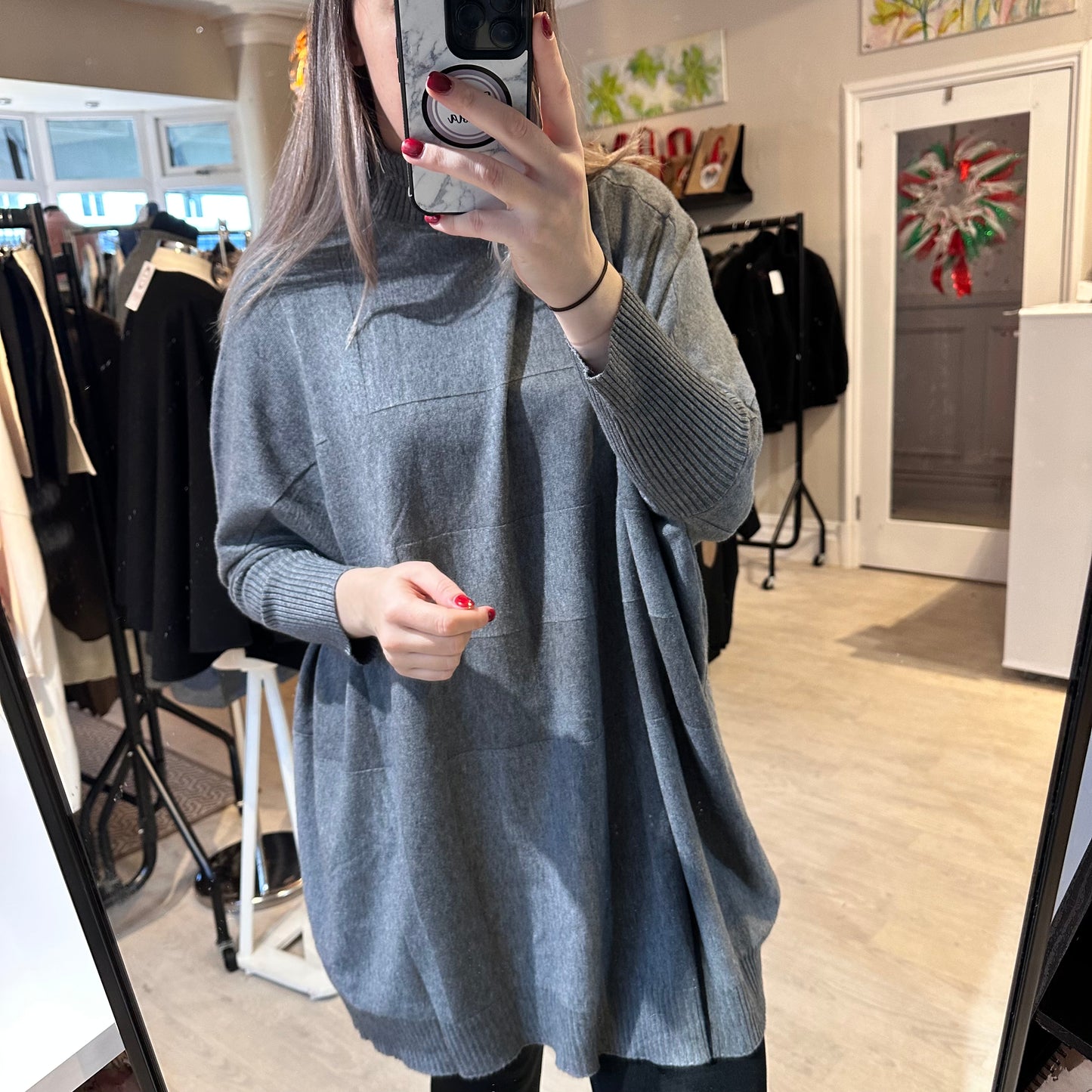 1460 - HIGH NECK RIBBED SLEEVE PATTERN JUMPER