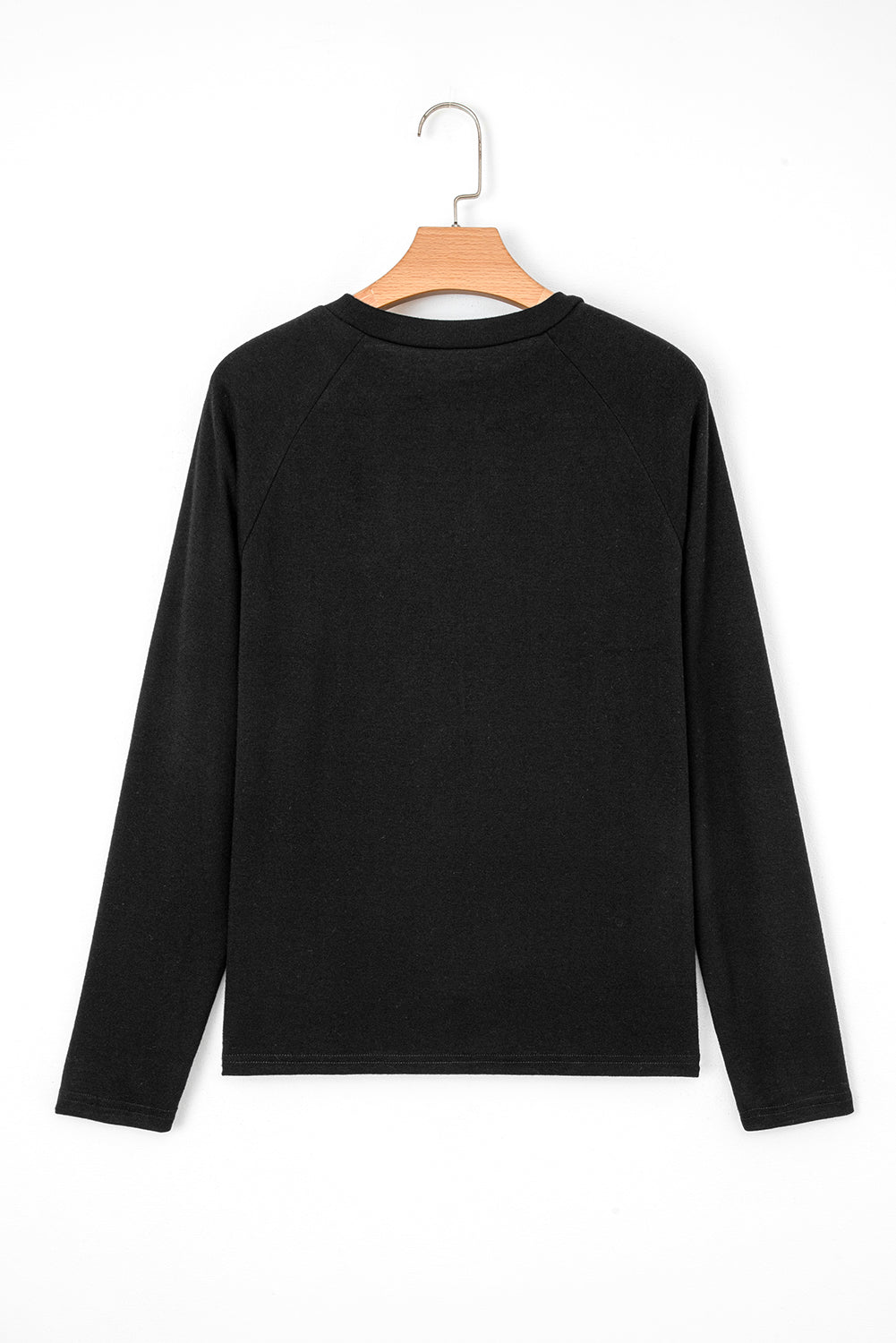 White Solid Color Seam Detail Raglan Long Sleeve Top