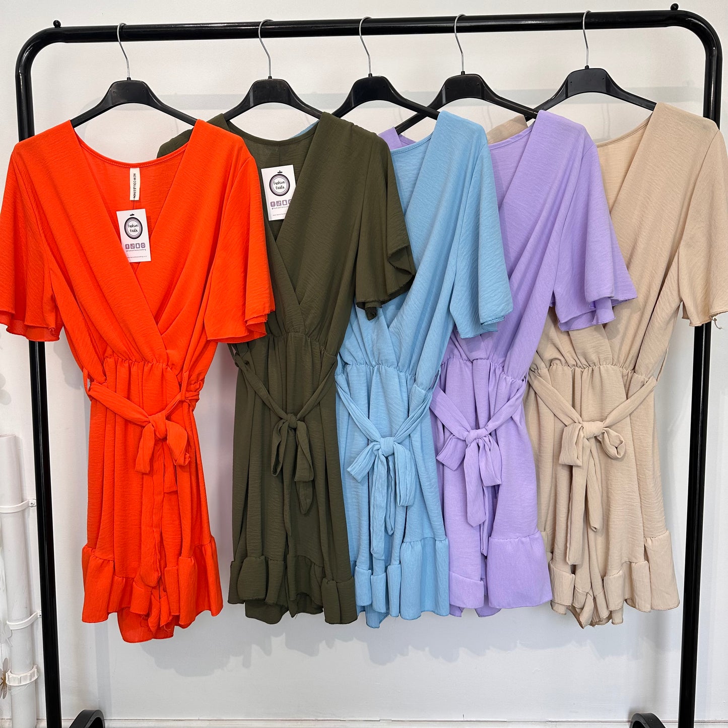 1617 - Frill Trim Belted Playsuit