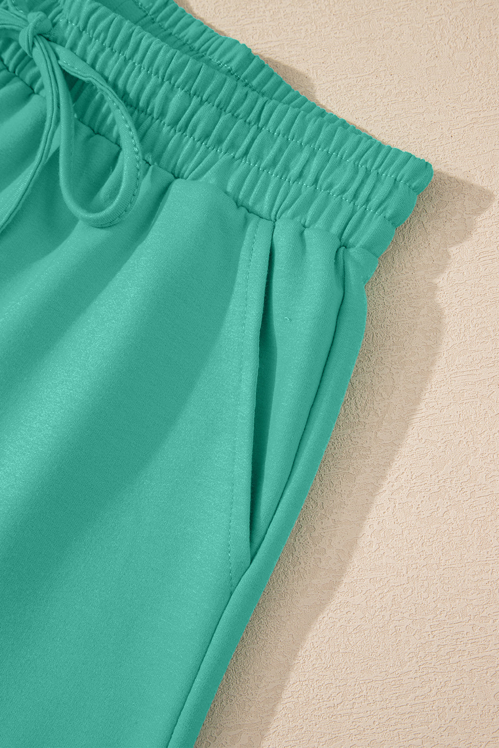Bonbon Solid Loose V Neck Half Sleeve Tee and Shorts