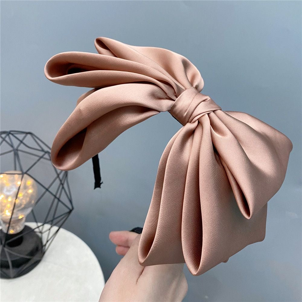 A014 -LARGE 3 LAYER SATIN BOW HEADBAND