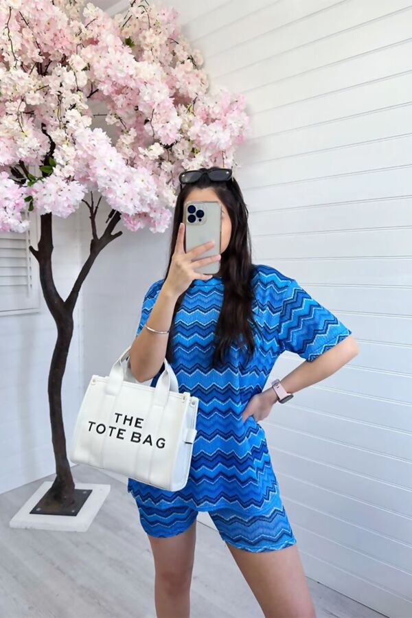 B1036 - Woven Zigzag Cycle Short Set