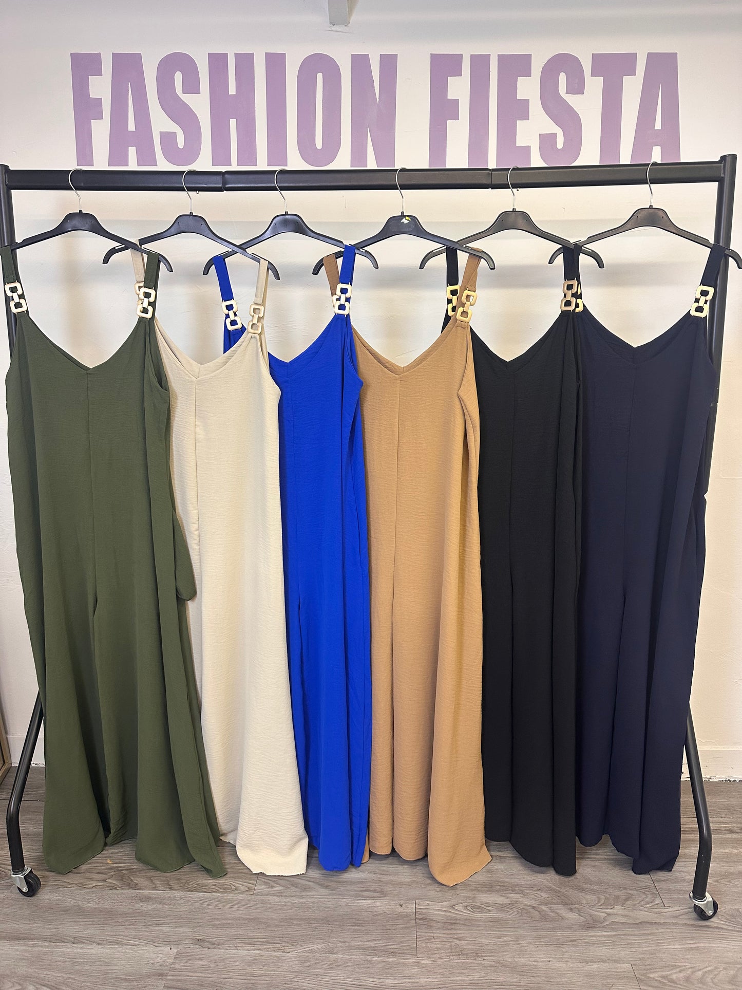 1942 - Gold Chain Detail Wide Leg Jumpsuit