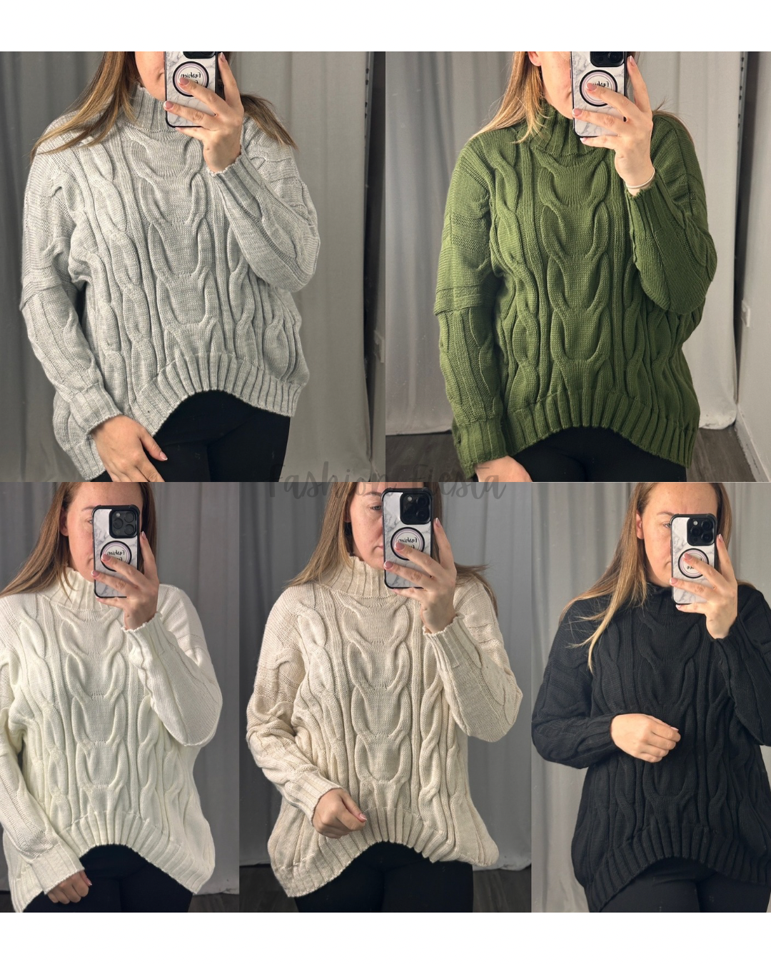 1986 - Chunky Knit High Neck Long Sleeve Jumper - Longer at the back