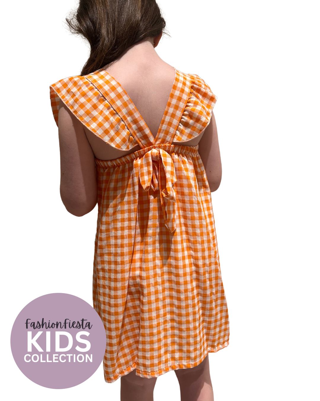 K1013 - Orange Check Dress