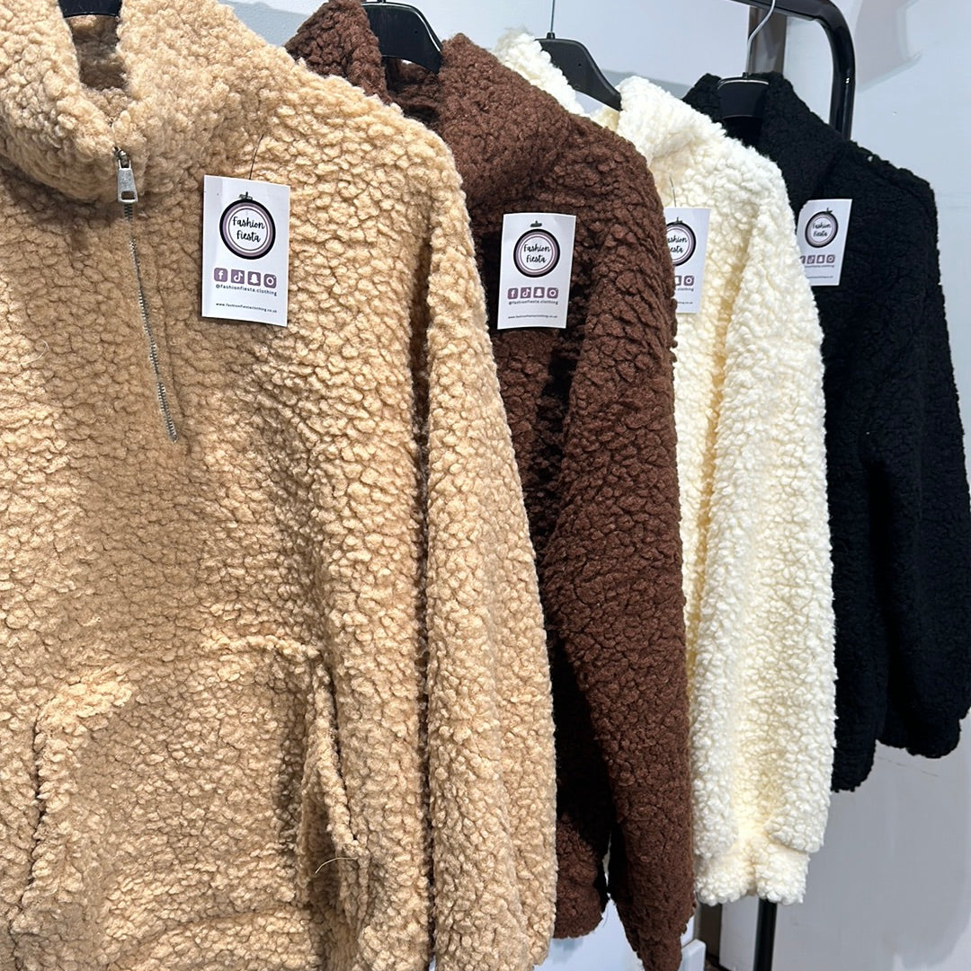 1506 - 3/4 ZIP TEDDY FLEECE JUMPER