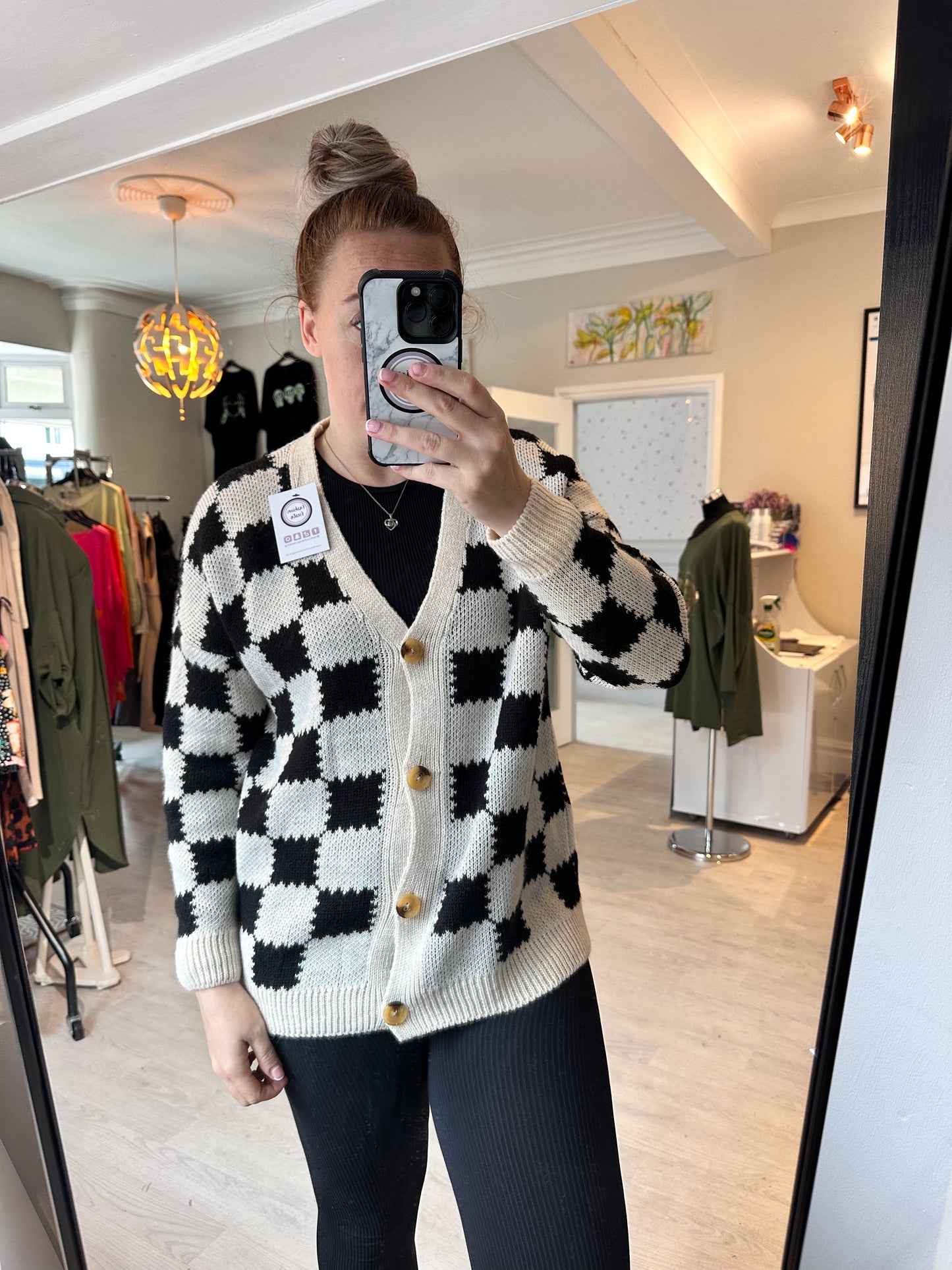 1377 - CHECKED BUTTON CARDIGAN