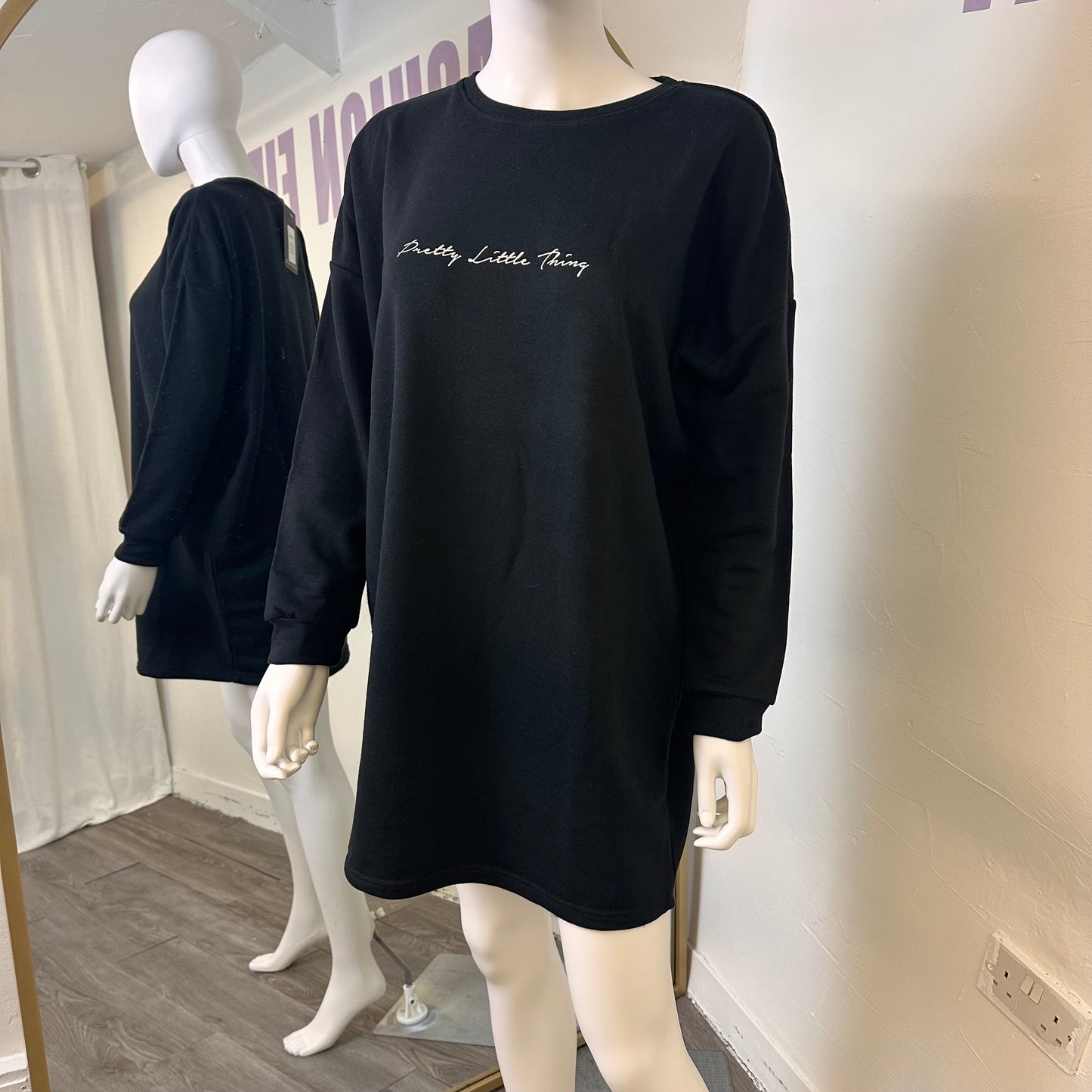 B1023 - Black PLT Sweater Dress