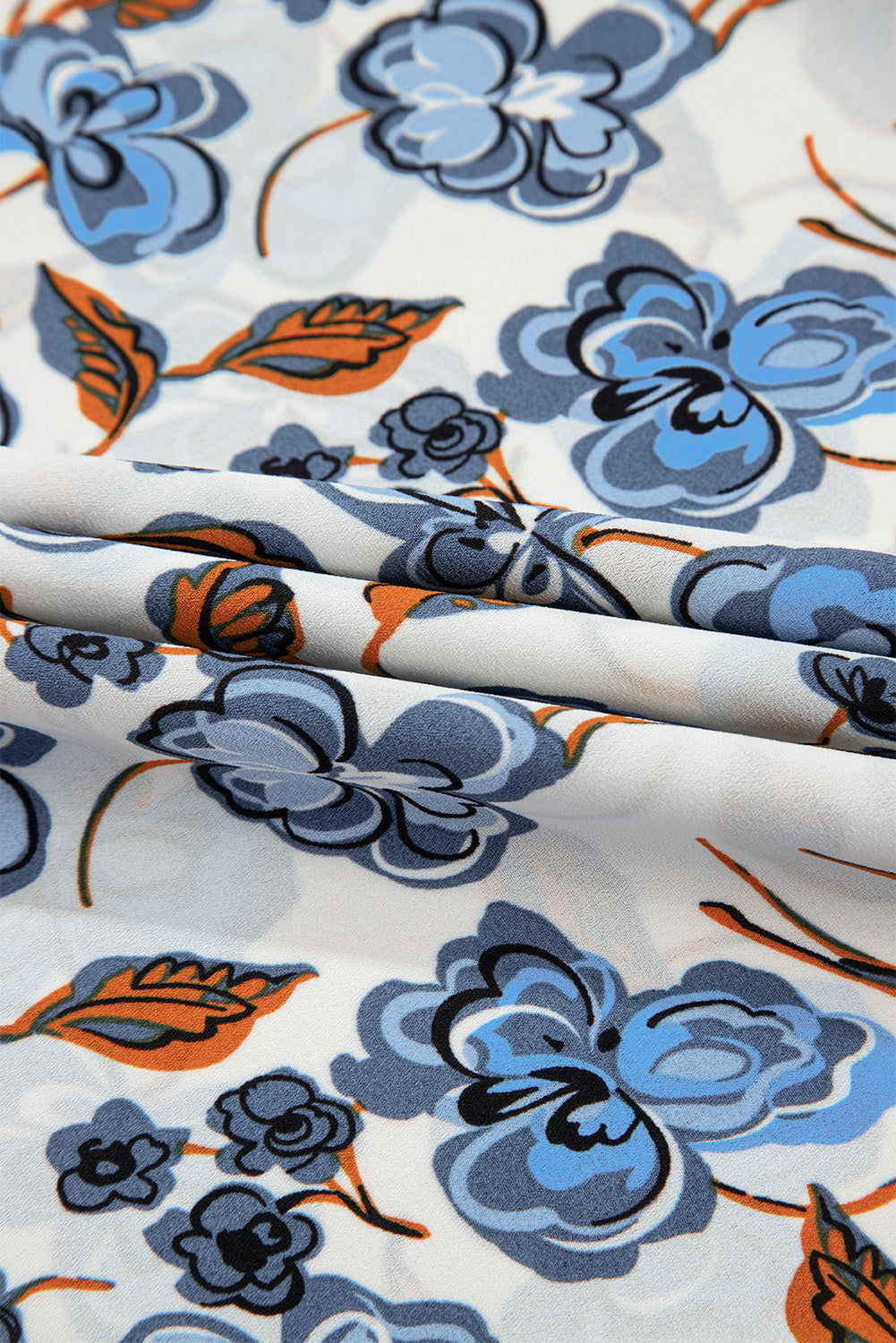 Sky Blue Floral Print Knotted V Neck Elegant Tank Top