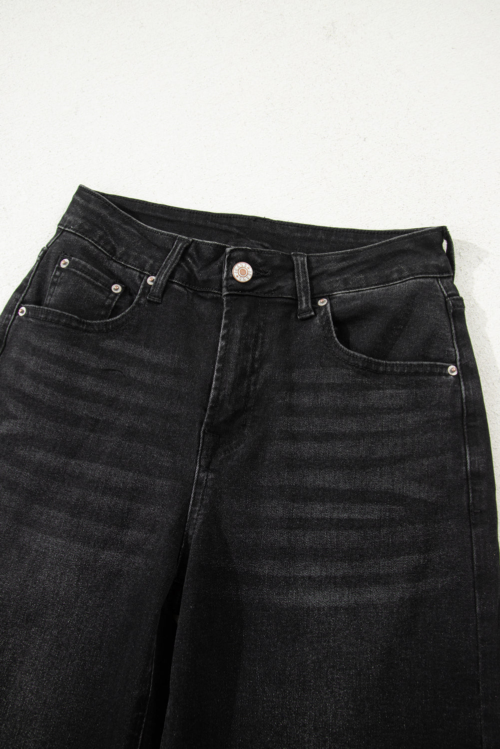 Dusk Blue Raw Hem Straight Leg Loose High Waist Jeans