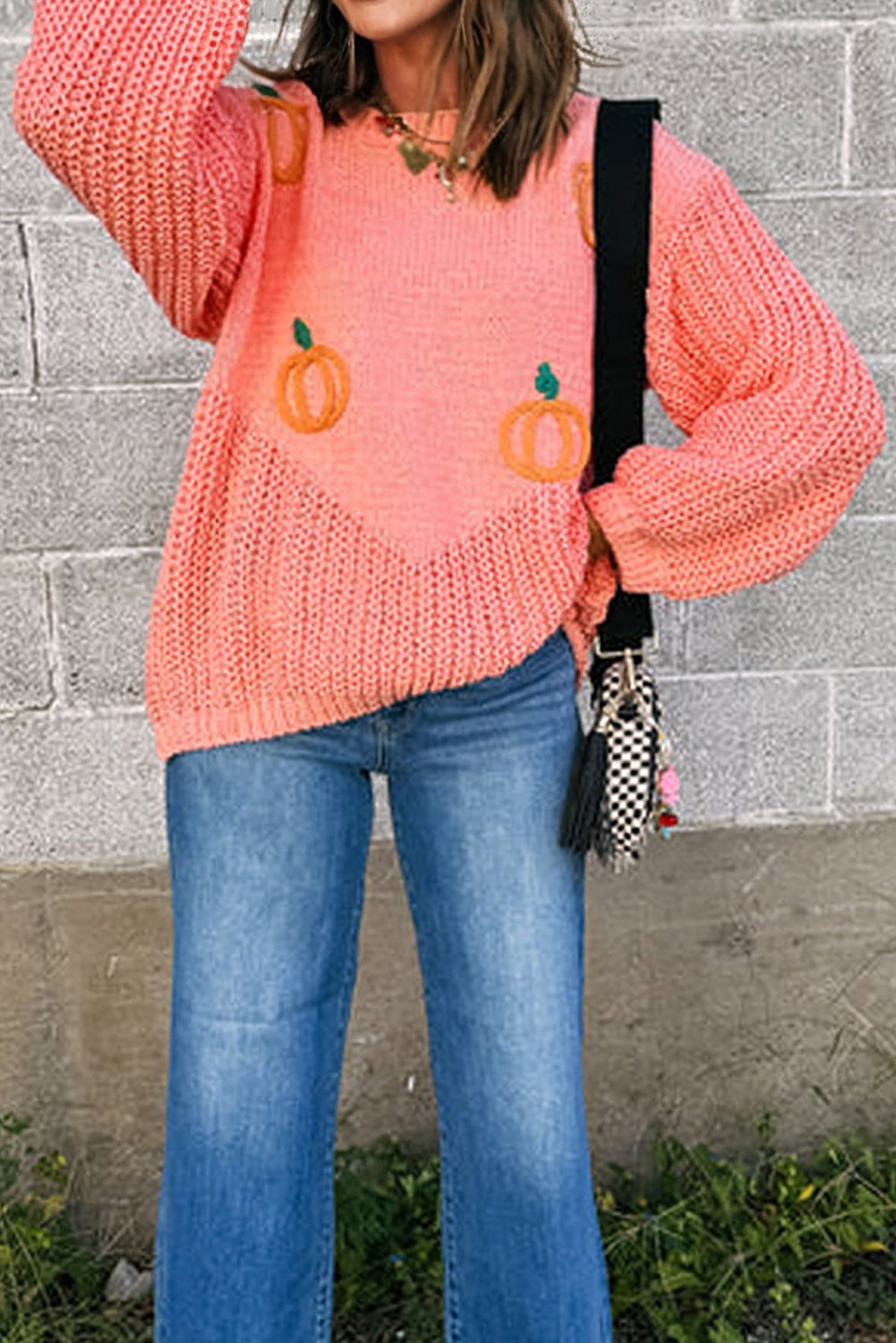 Blossom Pumpkin Embroidered Thanksgiving Holiday Sweater