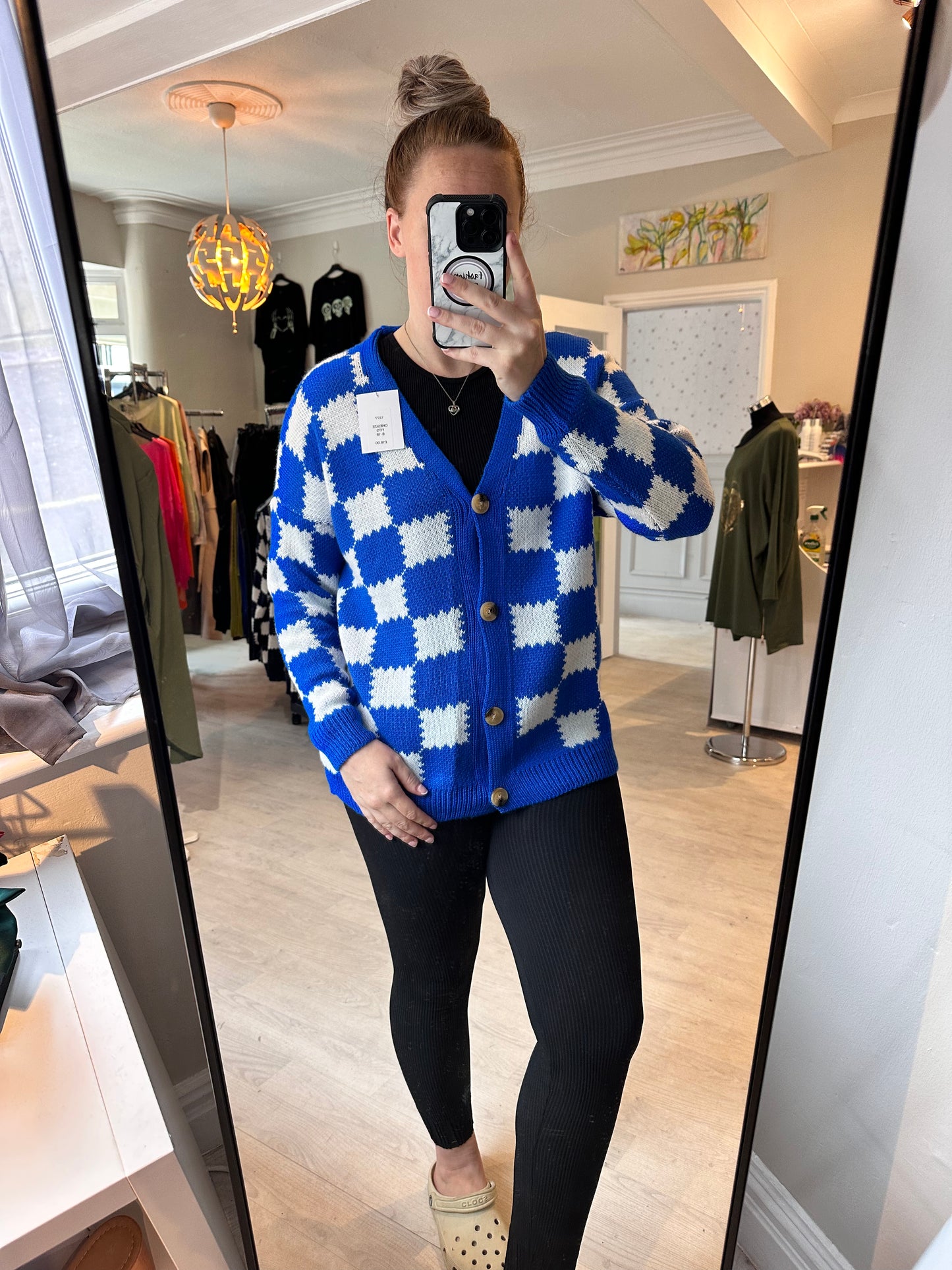 1377 - CHECKED BUTTON CARDIGAN