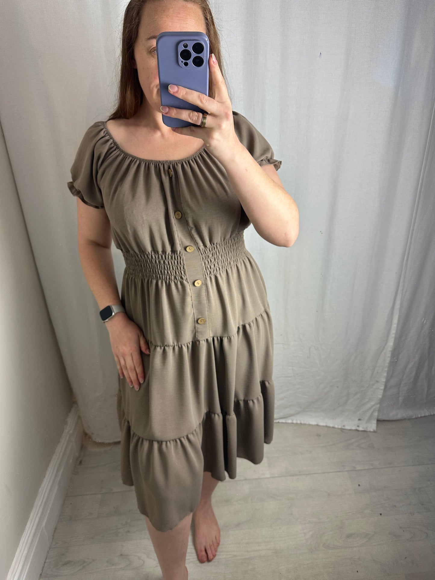 Bardot Tiered Midi Magic Dress Plain
