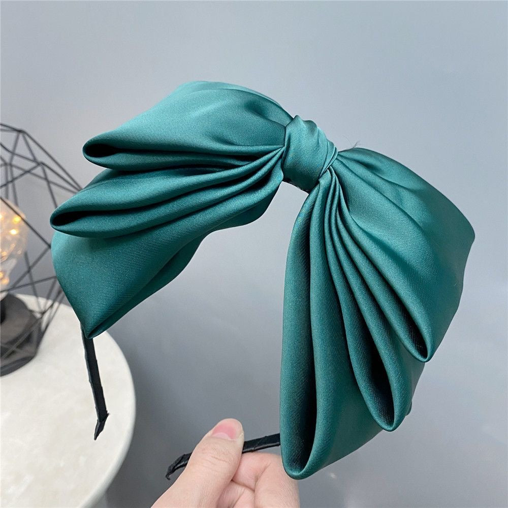 A014 -LARGE 3 LAYER SATIN BOW HEADBAND
