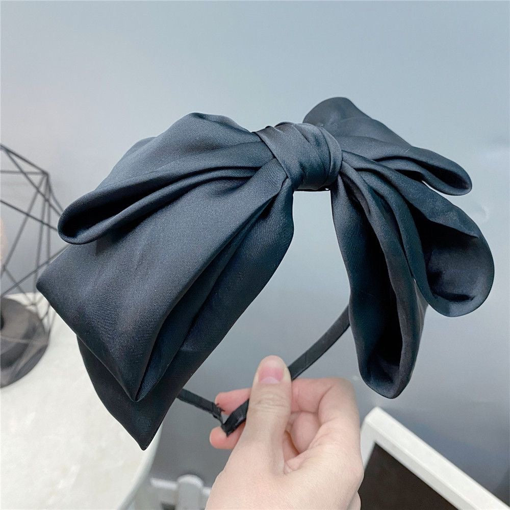 A014 -LARGE 3 LAYER SATIN BOW HEADBAND