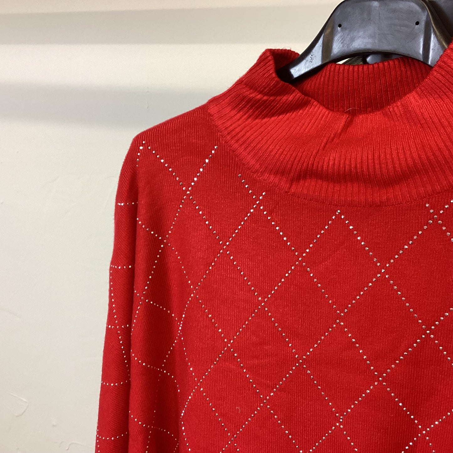 1873 - Batwing High Neck Long Back Diamanté Jumper