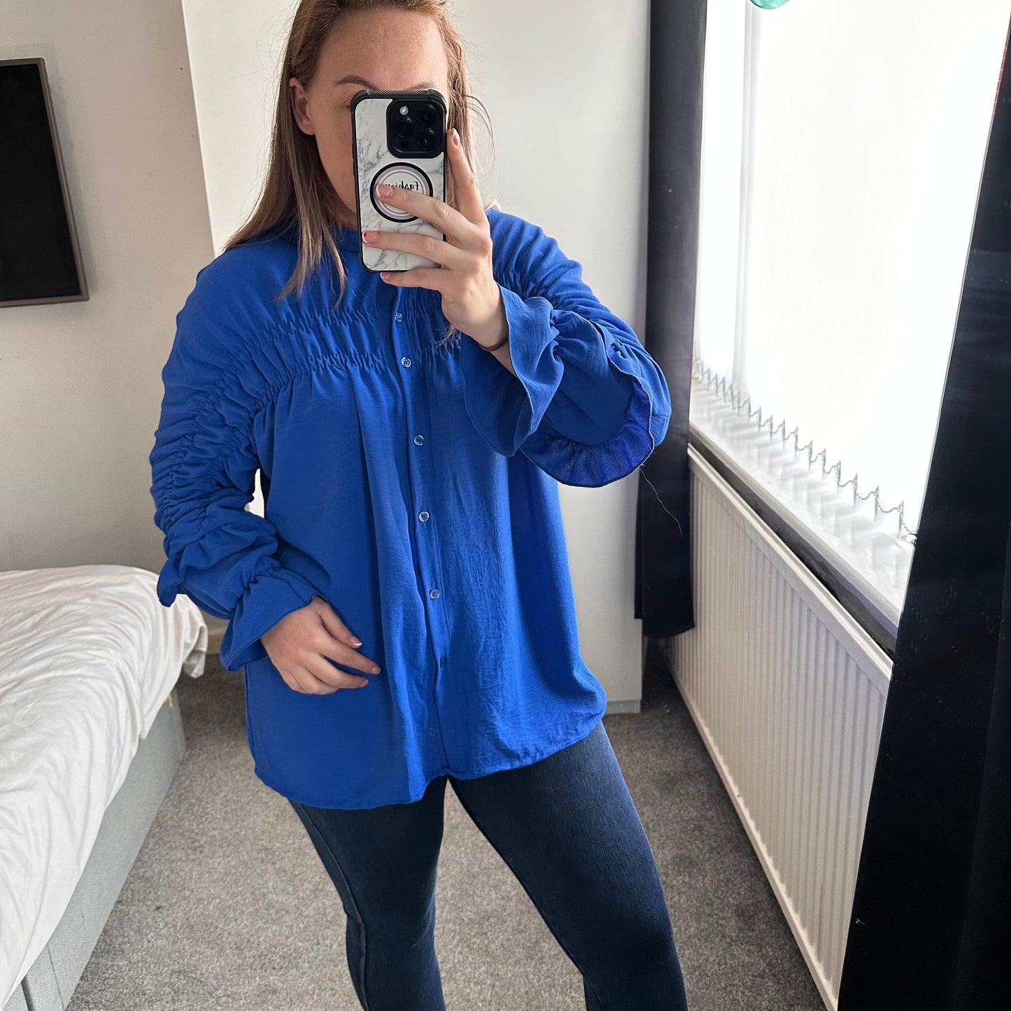 1541 - RUFFLE 3/4 SLEEVE TOP