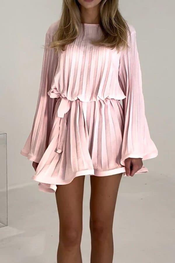 1605 - Pleated Belt Dress