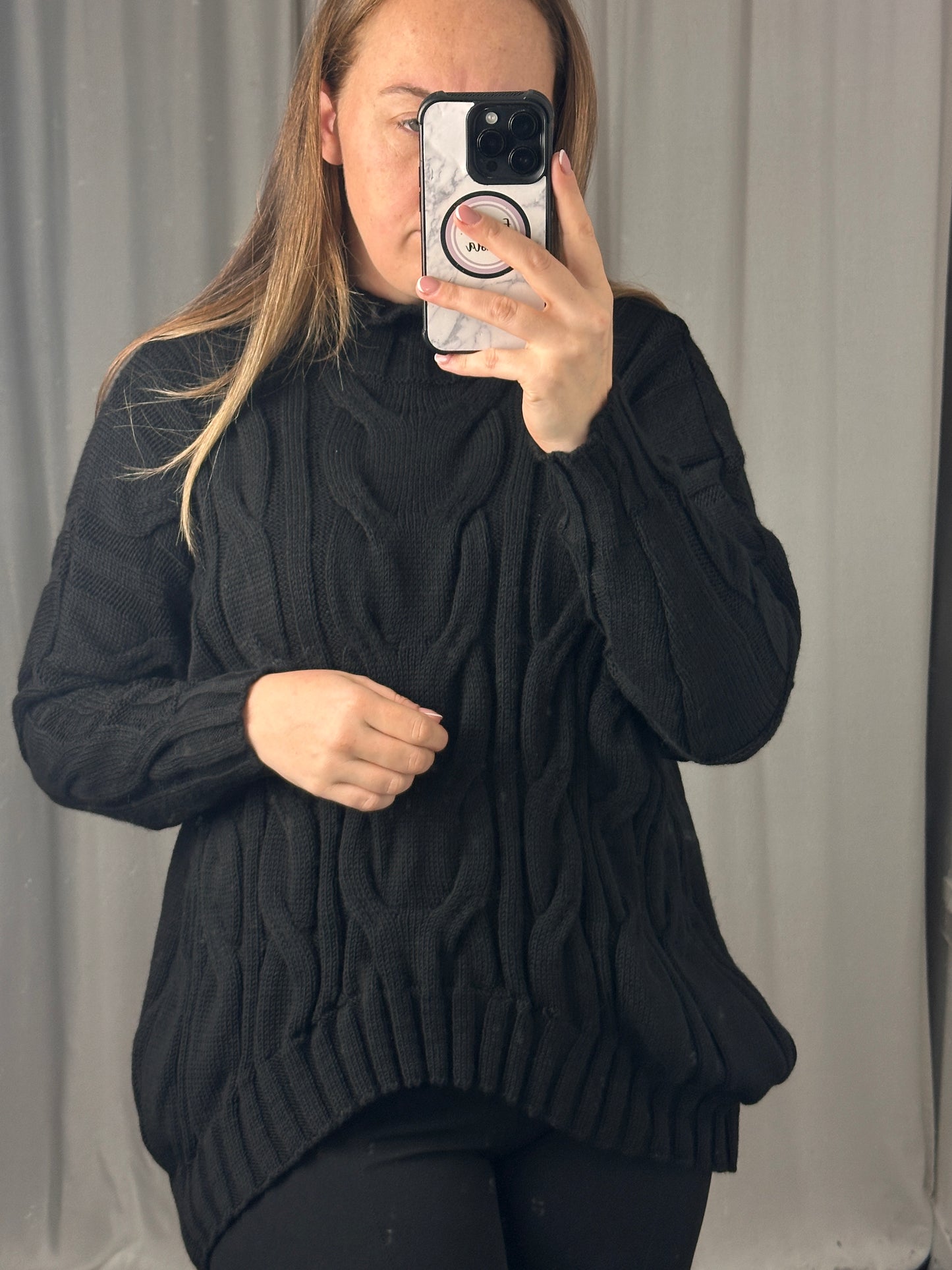 1986 - Chunky Knit High Neck Long Sleeve Jumper - Longer at the back