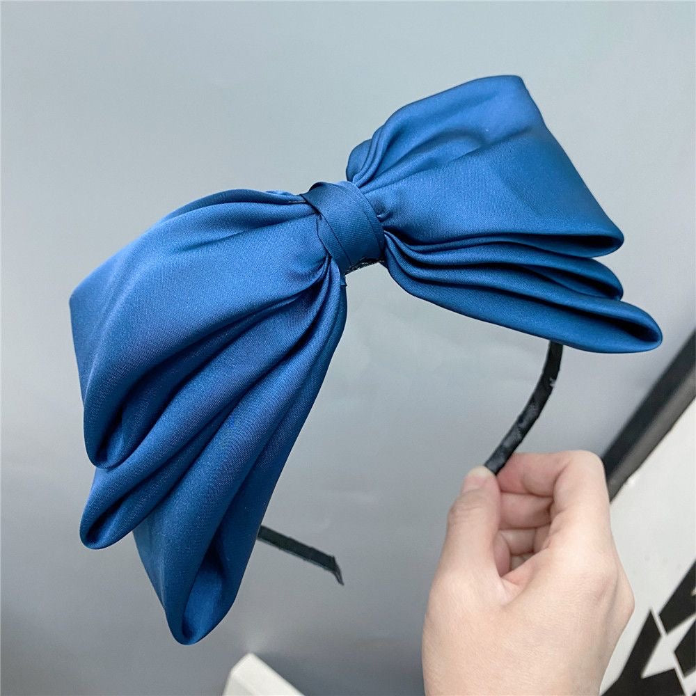 A014 -LARGE 3 LAYER SATIN BOW HEADBAND