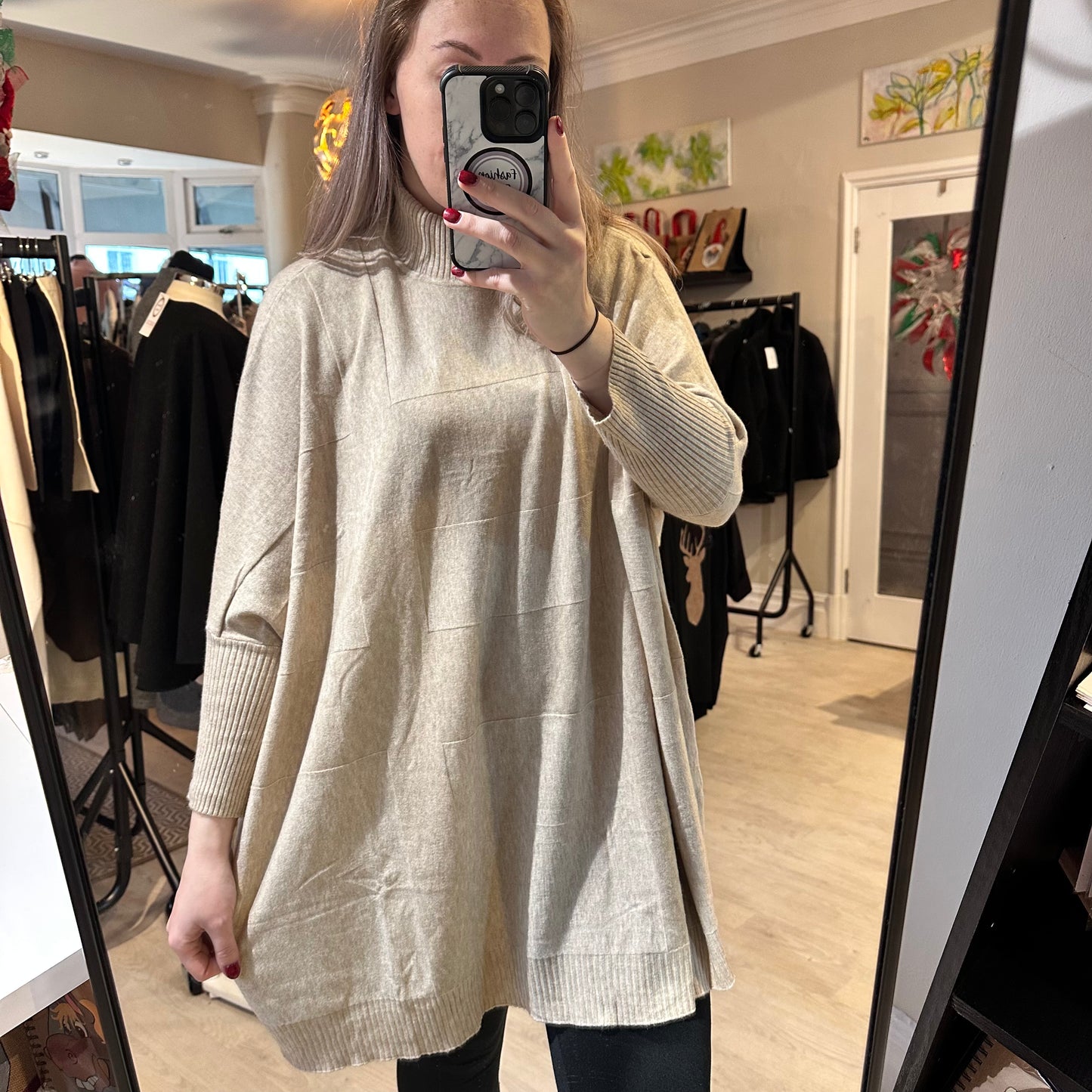 1460 - HIGH NECK RIBBED SLEEVE PATTERN JUMPER
