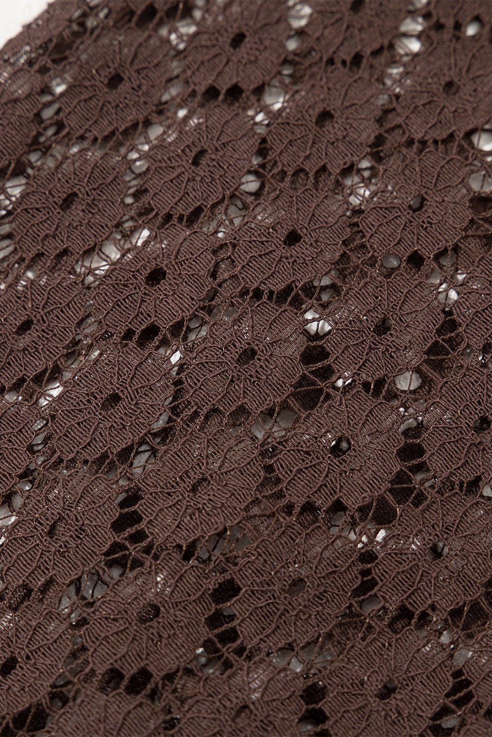 Dark Brown Contrast Lace Raglan Sleeve Pleated Detail Shift Dress