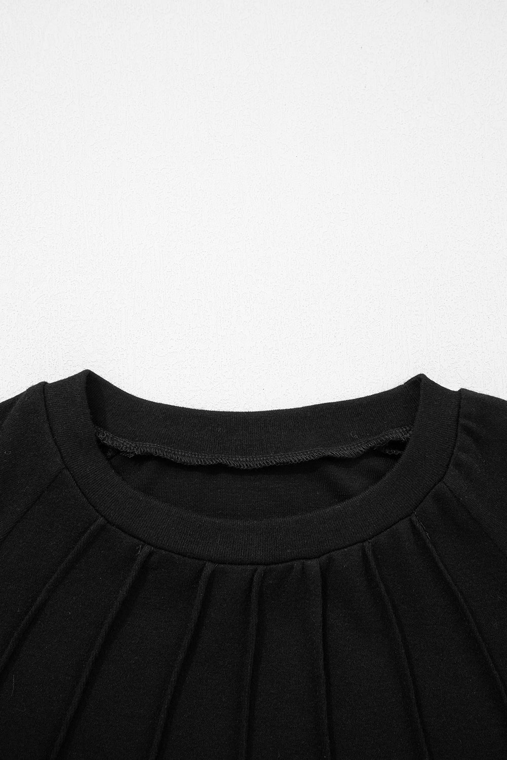White Solid Color Seam Detail Raglan Long Sleeve Top