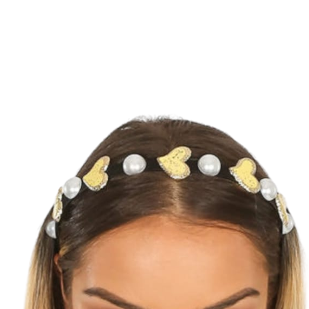 A046 - Hearts & Pearls Trim Hair Band