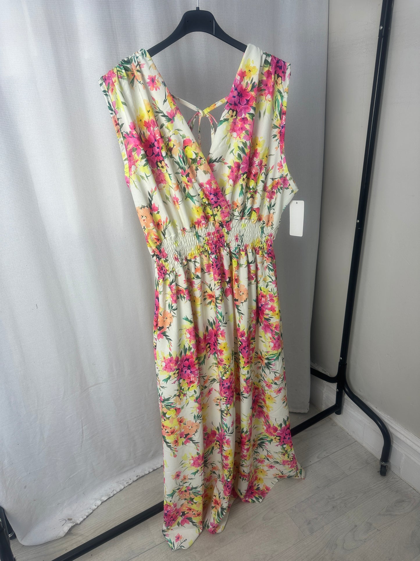 Floral Shirred Waist Maxi Dress