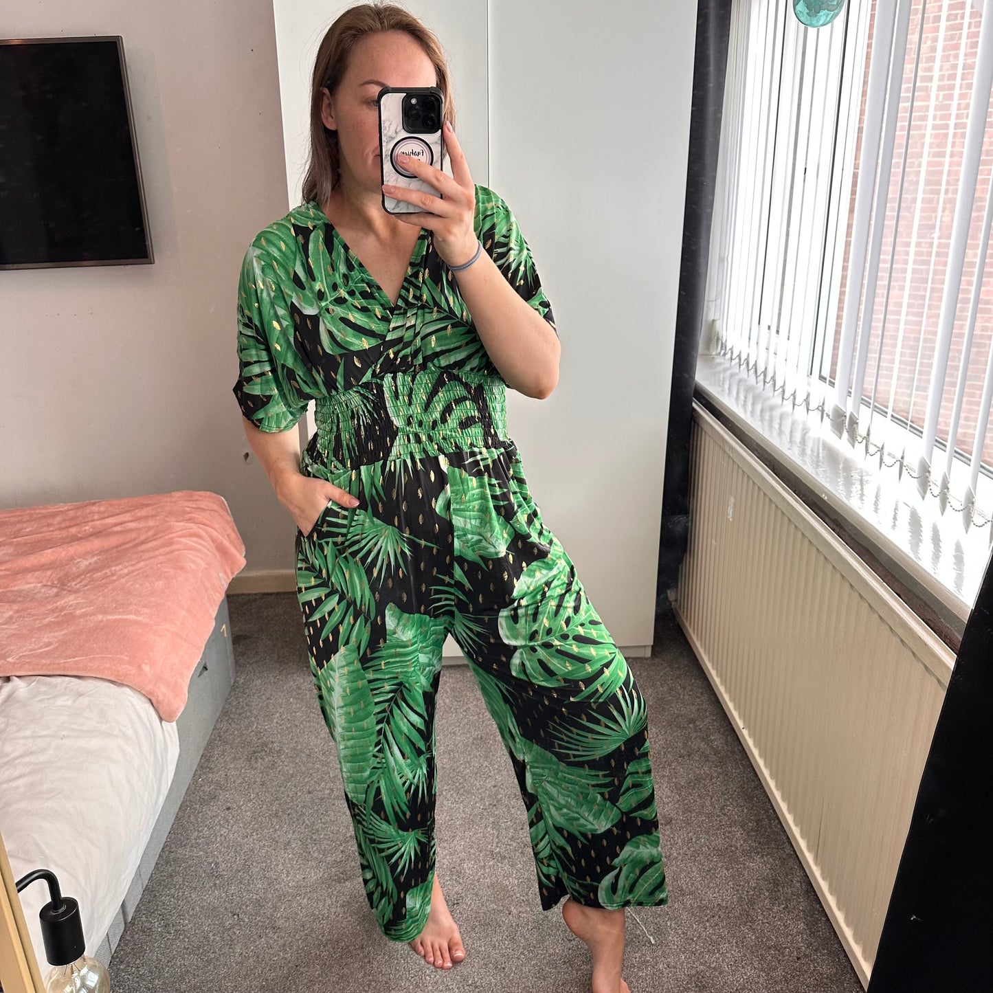 1608 - Leaf Pattern Magic Jumpsuit