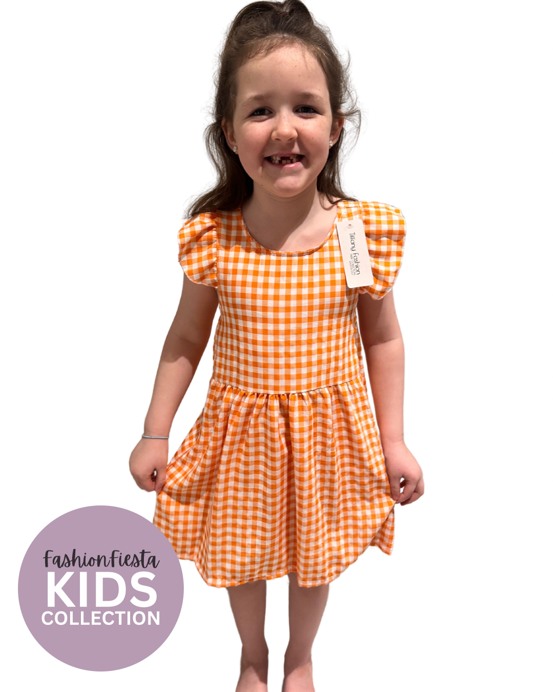 K1013 - Orange Check Dress