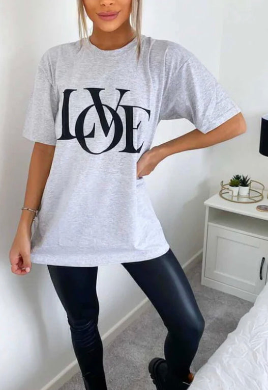 1418 - OVERSIZE LOVE SLOGAN TSHIRT