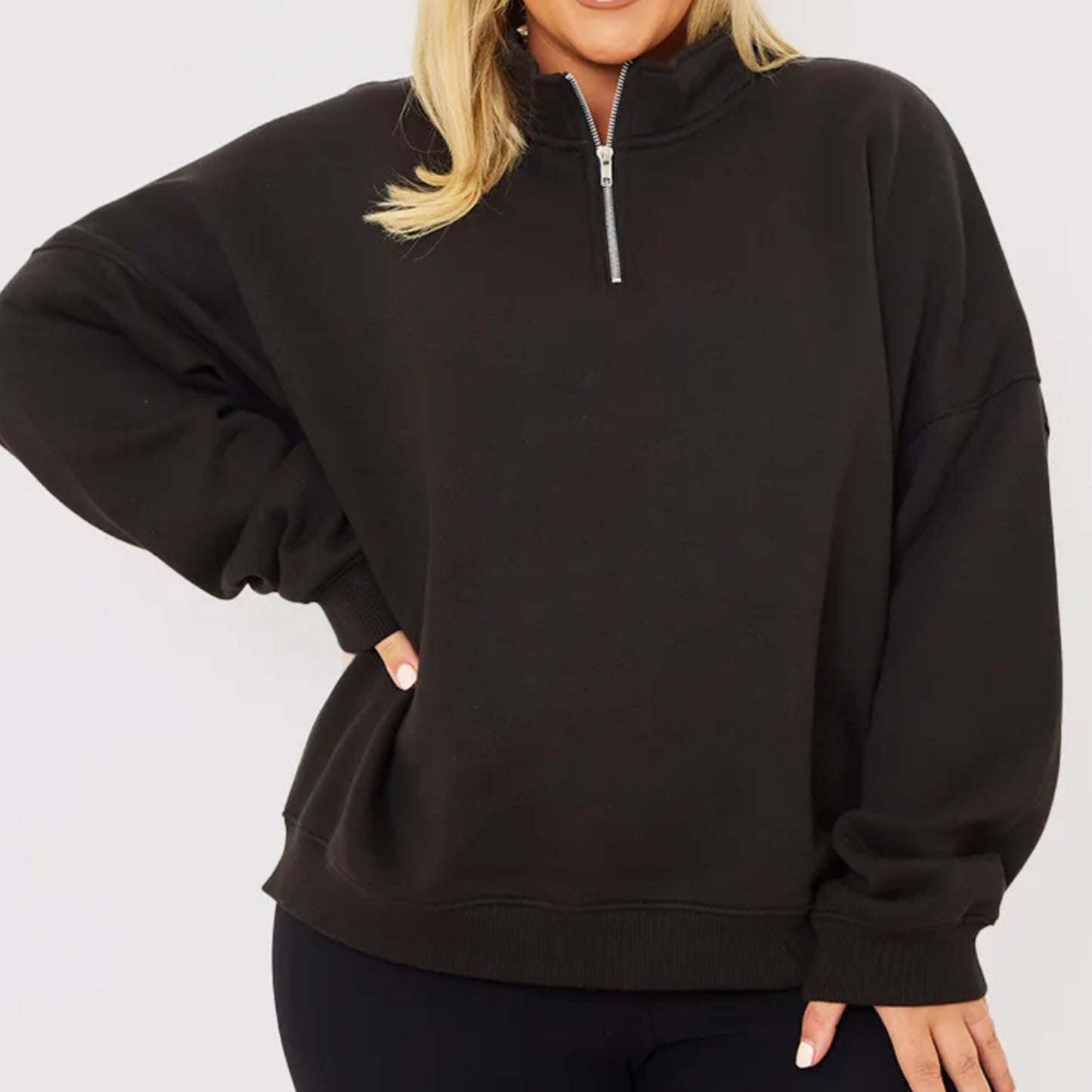 B1002 - ITS Black Half Zip Sweater